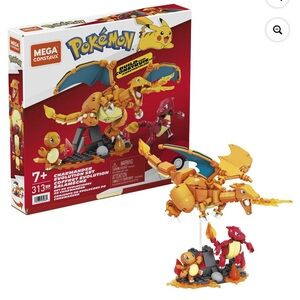 Pokemon Mega Construx Charizard Evolution Set - Orange and Yellow